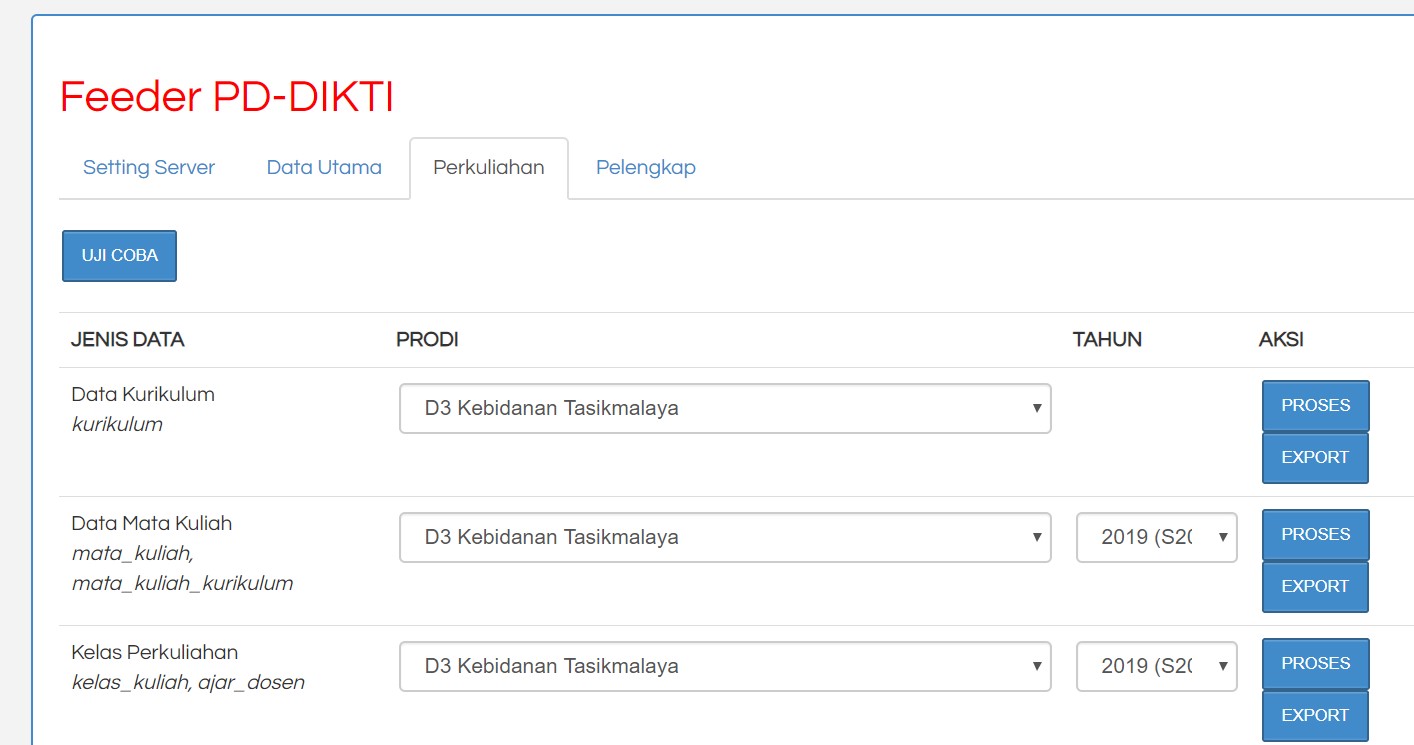 Siakad Feeder Dikti Export Excel untuk Validasi Data